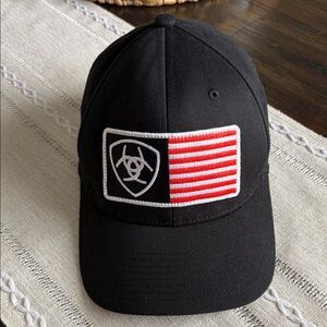 Ariat Black Baseball Cap with Red & White Patch